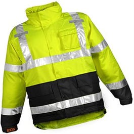 Hi-Viz Waterproof Jacket, ANSI 107 Class III, Lime Denier, Medium