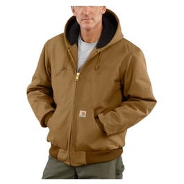 Duck Active Quilted Jacket With Hood, Flannel-Lined, Brown, Small