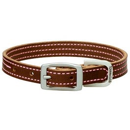 Straight Dog Collar, Brown/Pink, 3/4 x 17-In.